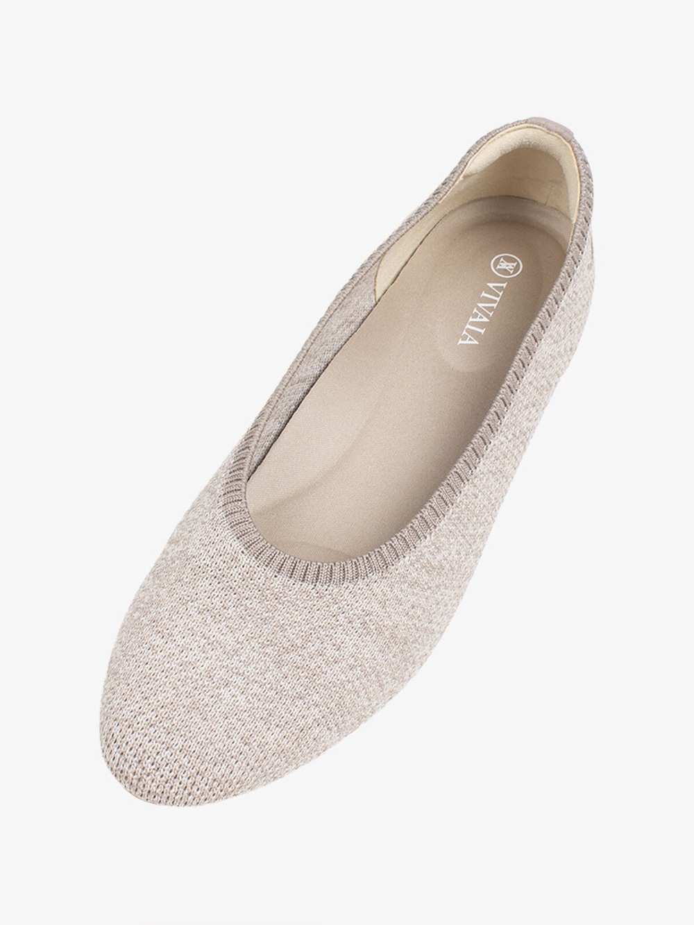 VIVAIA Tamia Almond Toe Slip On Ballet Flat Shoes in Oatmeal EU41.5 - Sz US 10